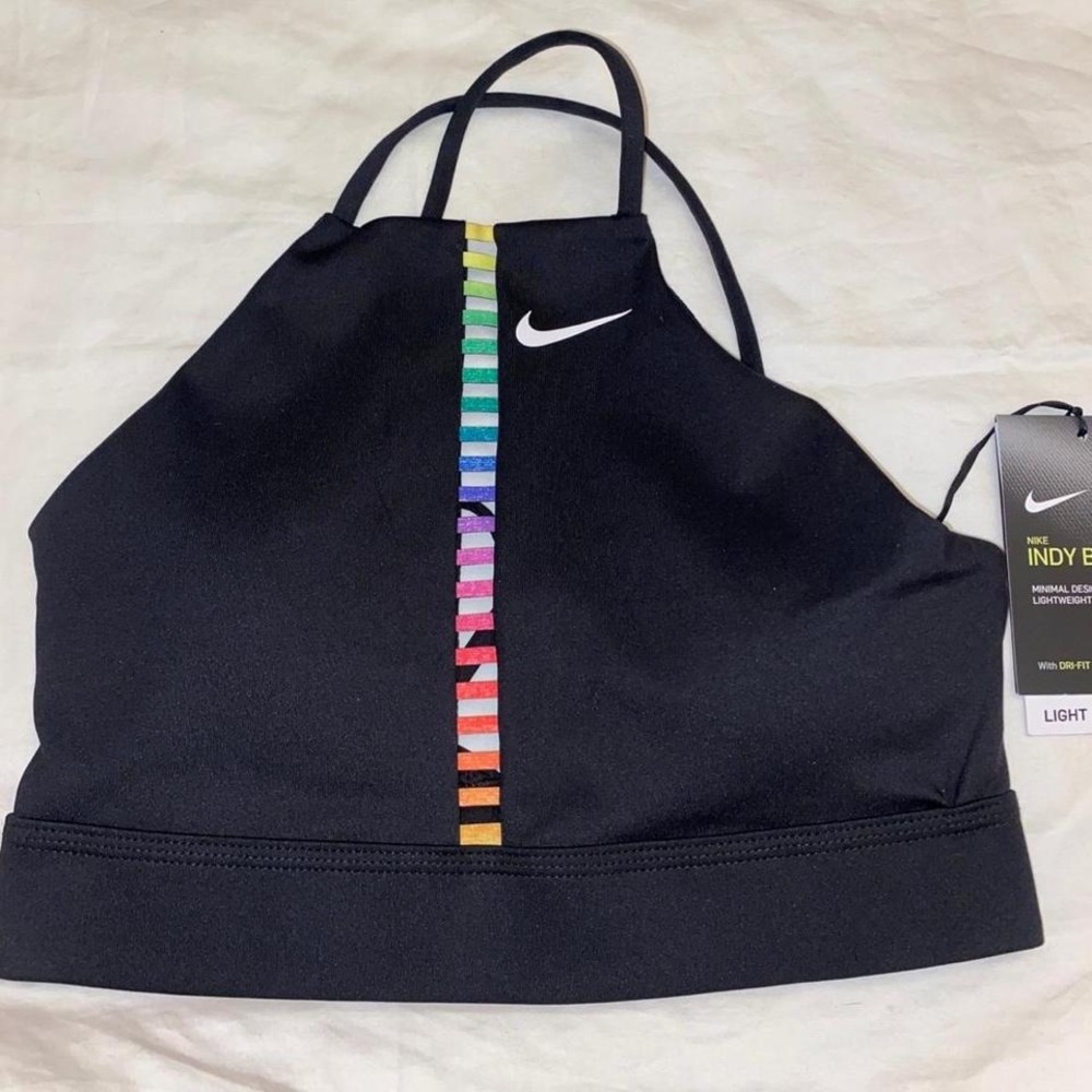 Nike |‎ Dri-Fit Indy Black + Rainbow Ladder Training Sports Bra, XS